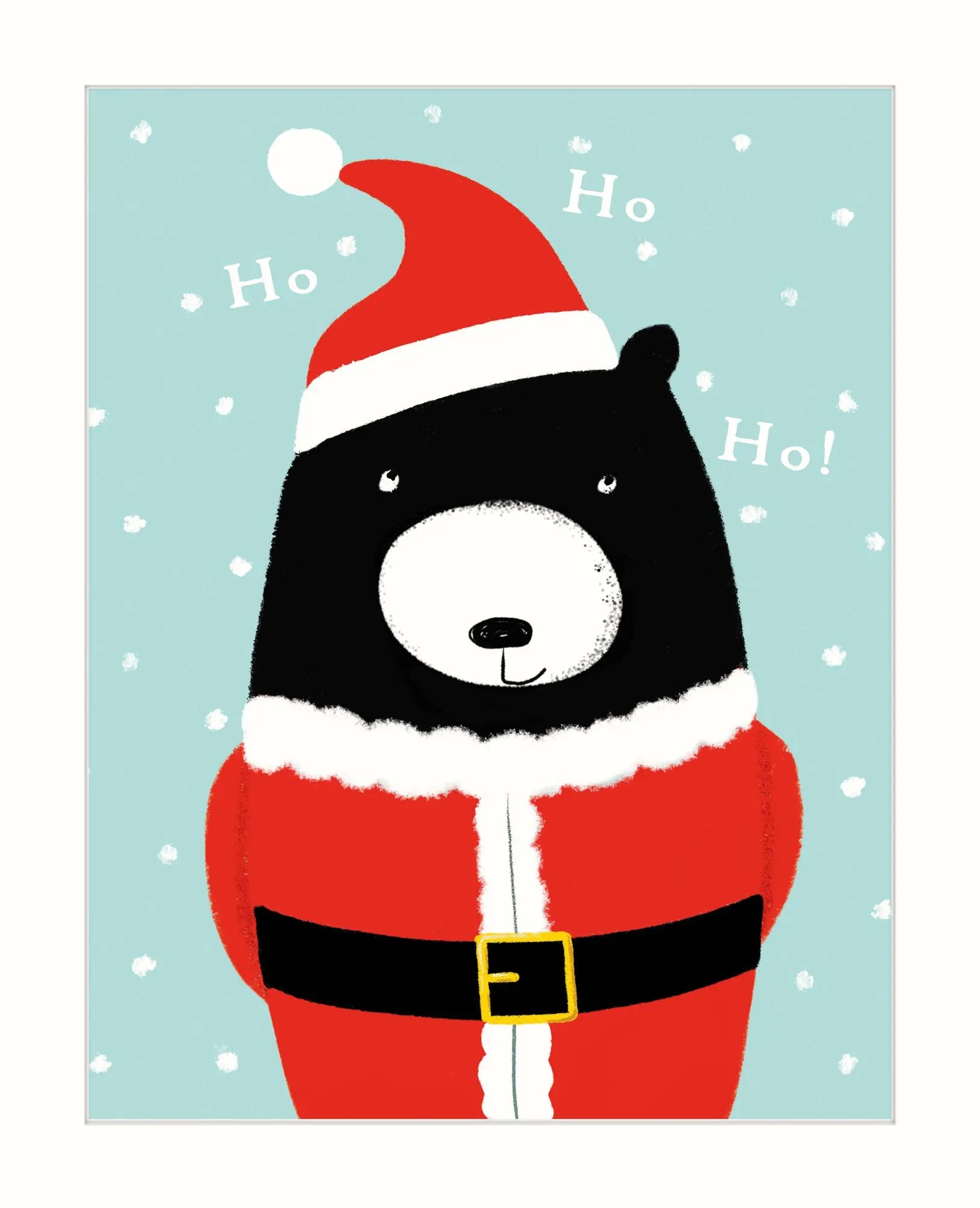 Carte de souhait ours habillé en père noel