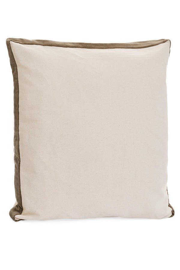 Coussin Beige avec Bordure en Velour Brun - Accent de Ville