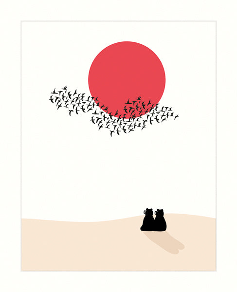 Carte de souhait deux ours et un soleil