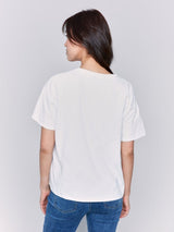 T-shirt imprimé à fleurs roses