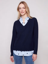 Pull Charlie B Marine à col en V