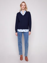 Pull Charlie B Marine à col en V