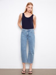Jean écourté à jambe ballon - Bleu denim - Charlie B