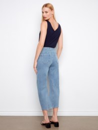 Jean écourté à jambe ballon - Bleu denim - Charlie B