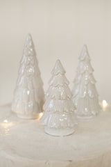Sapin de Noël décoratif en céramique blanc crème (moyen)