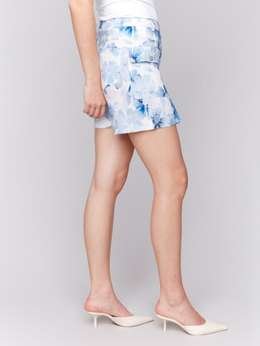 Jupe short en lin mélangé imprimé - Charlie B