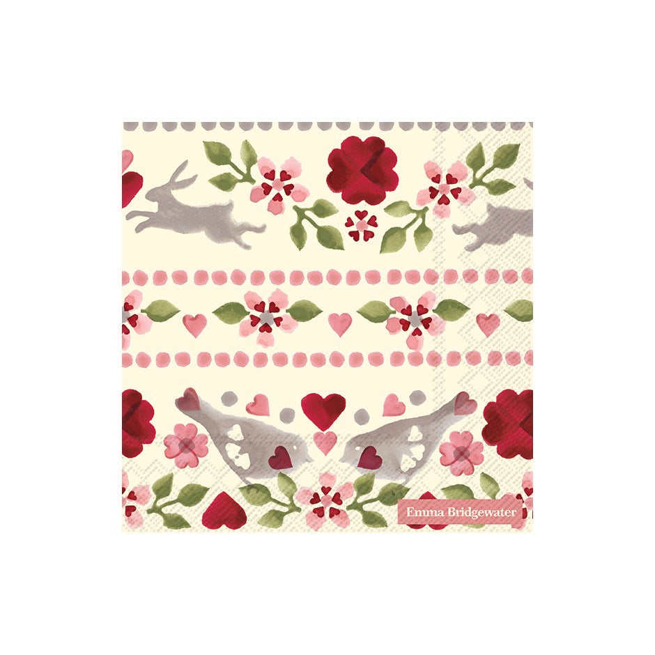 Serviettes en papier oiseaux d’amour