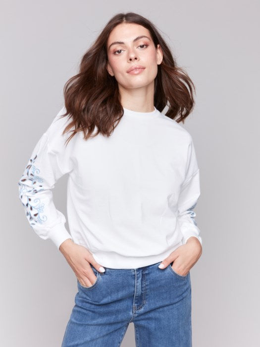 Sweat-shirt avec manches brodées