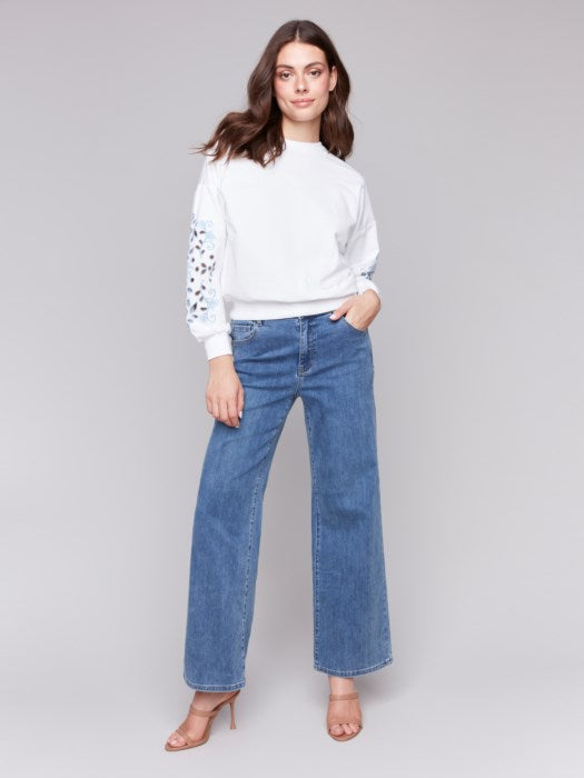 Sweat-shirt avec manches brodées