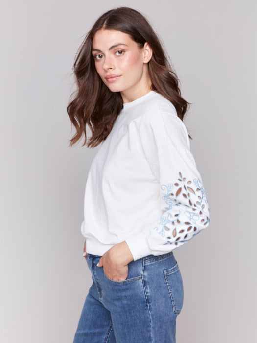 Sweat-shirt avec manches brodées