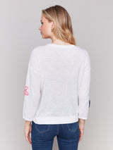 Pull en coton avec patchs de fleurs - Charlie B