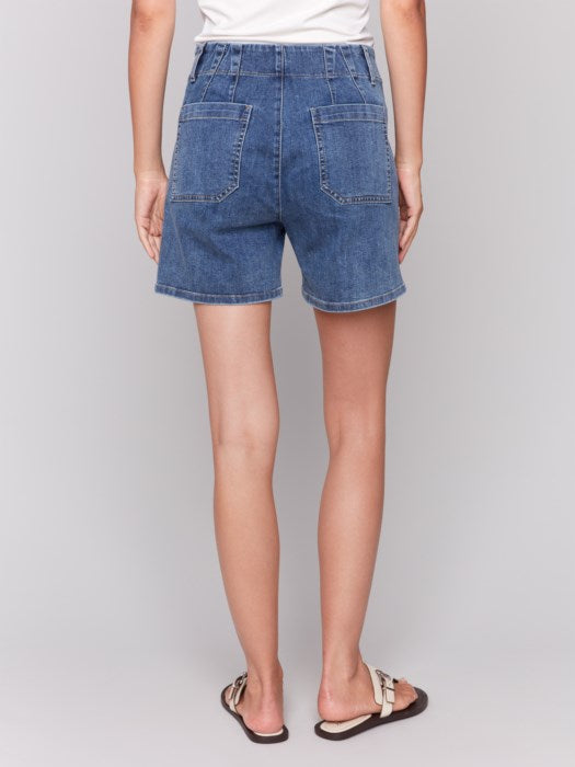 Short en jean avec poches plaquées