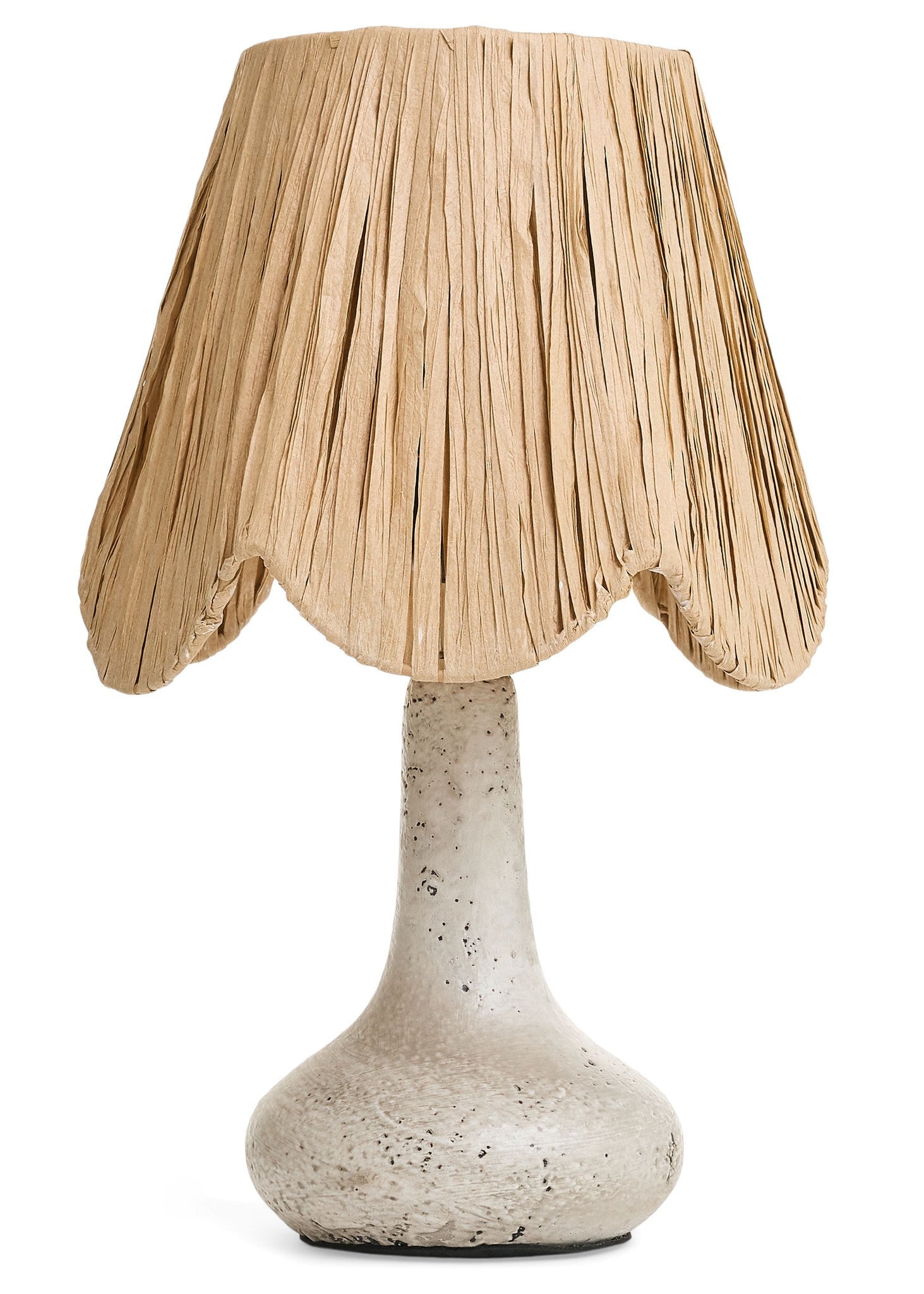 Lampe de table avec base en céramique et abat-jour en raphia