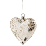 Ornement Cœur avec Pierres en Verre Mercuré - 3” x 3,5”