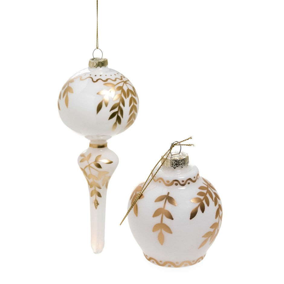 Boule de Noël en verre feuilles or