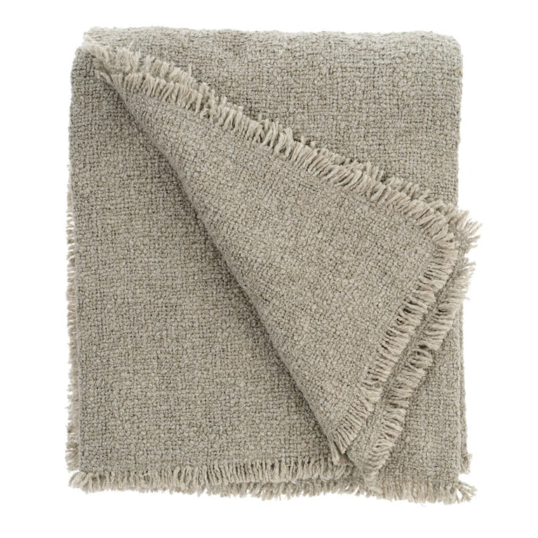 Couverture avec franges grise