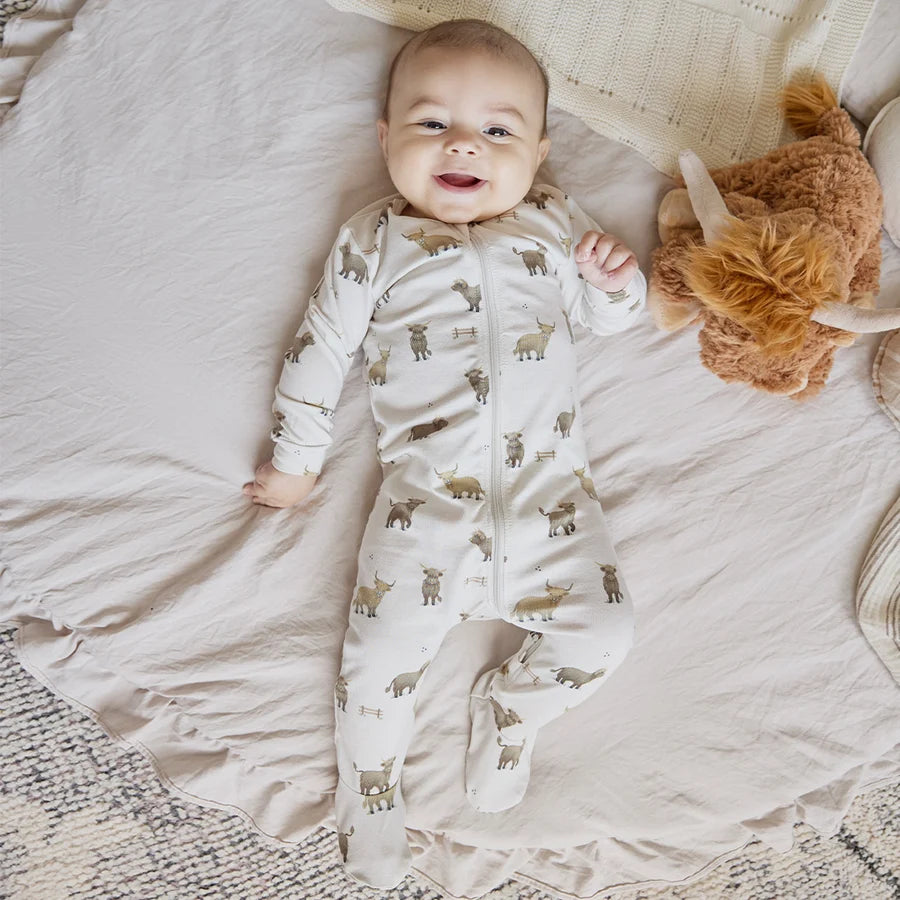 Pyjama crème à imprimé vaches écossaises - Petit Lem