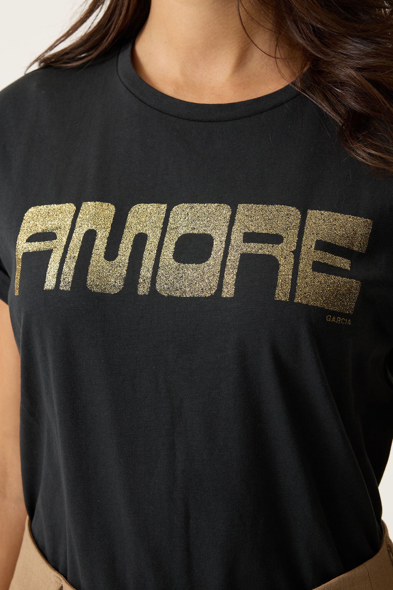 Chandail manche courte noir AMORE - Garcia