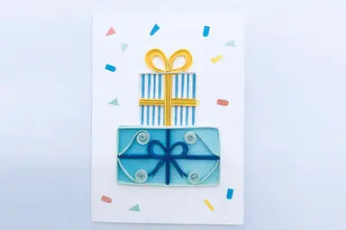 Mini carte de souhait en papier roulé Cadeaux