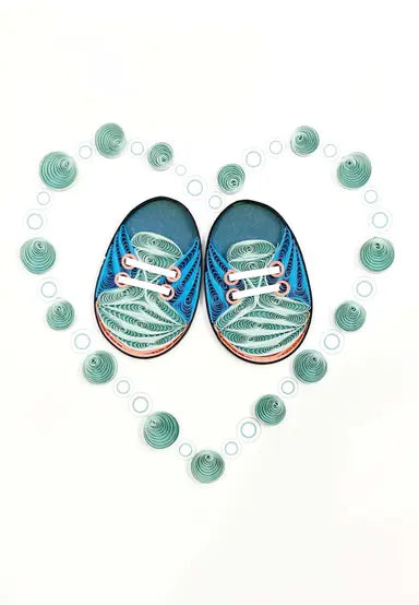 Carte à souhait en papier roulé - Chaussures bleues