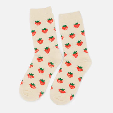 Bas crème avec petites fraises