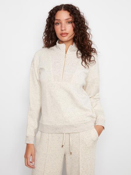 Chandail molletonné biscuit et crème demi-zip - Charlie B