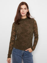 Haut en dentelle florale olive foncé - Charlie B