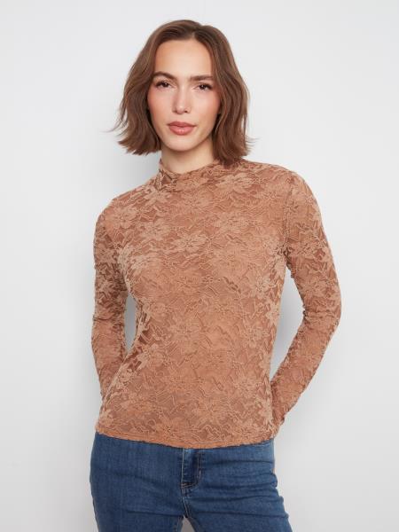 Haut en dentelle florale truffle - Charlie B