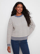 Tricot rayé crème et bleu denim - Charlie B