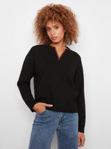 Pull en maille noire avec col dentelle léopard - Charlie B