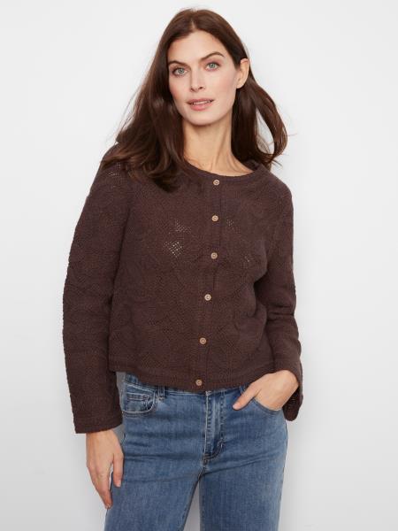 Cardigan en maille ajourée chocolat - Charlie B