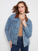 Veste en denim légèrement doublée à col en velours côtelé - Charlie B