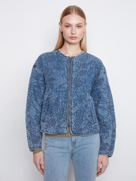 Veste matelassée à broderies florales en tencel - Charlie B