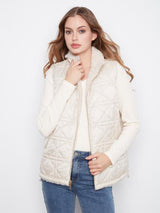 Veste sans manches réversible en matelassé et fausse fourrure beige crème - Charlie B