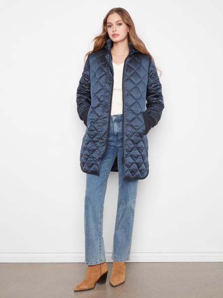 Manteau matelassé à capuchon Bleu marine - Charlie B