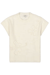 Pull-over beige crème à fleurs en relief - Garcia