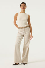 Camisole en tricot côtelé beige crème - Garcia