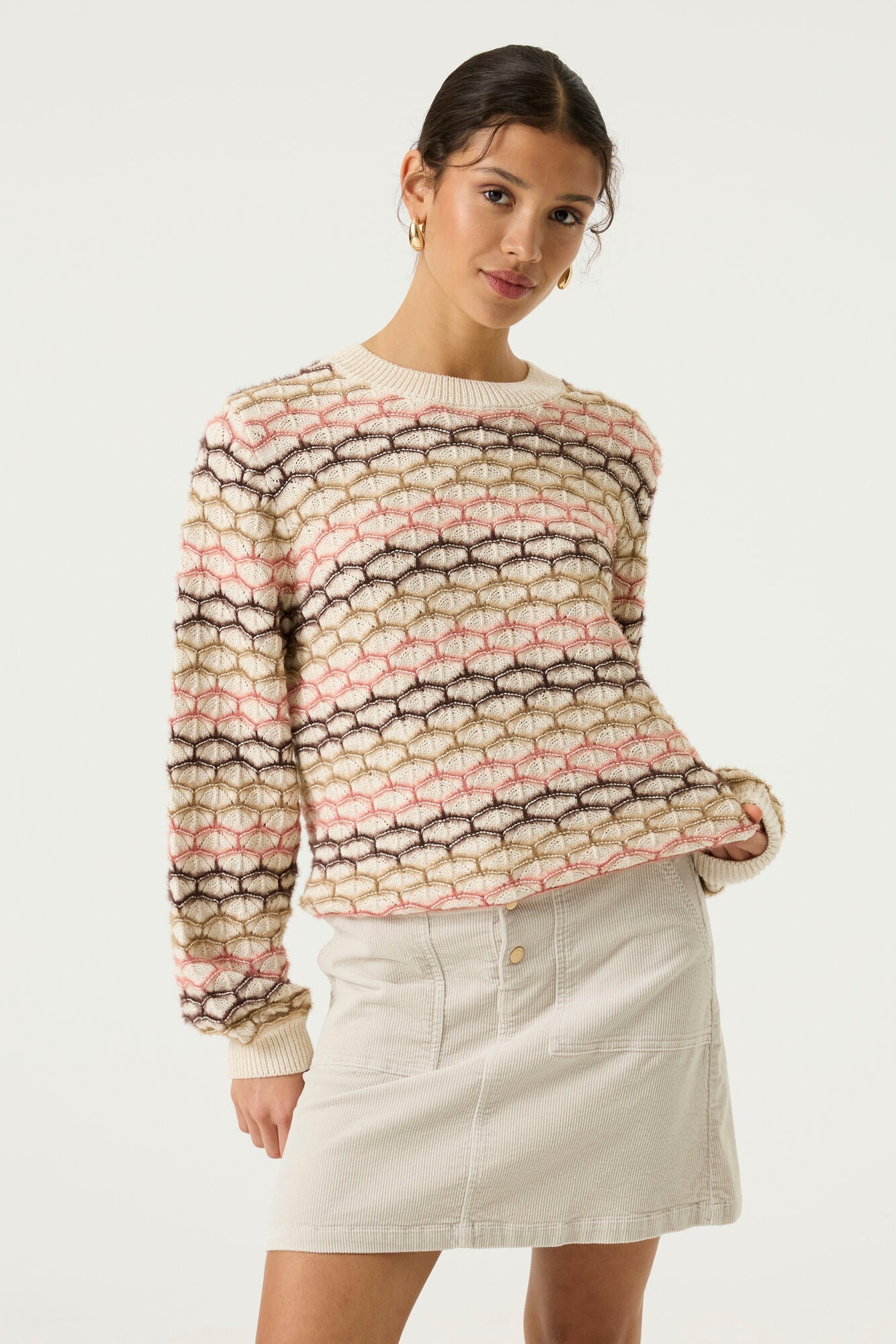 Pull en tricot texturé motif écaille multicolore - Garcia