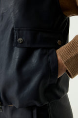 Veste sans manches en similicuir noir - Garcia