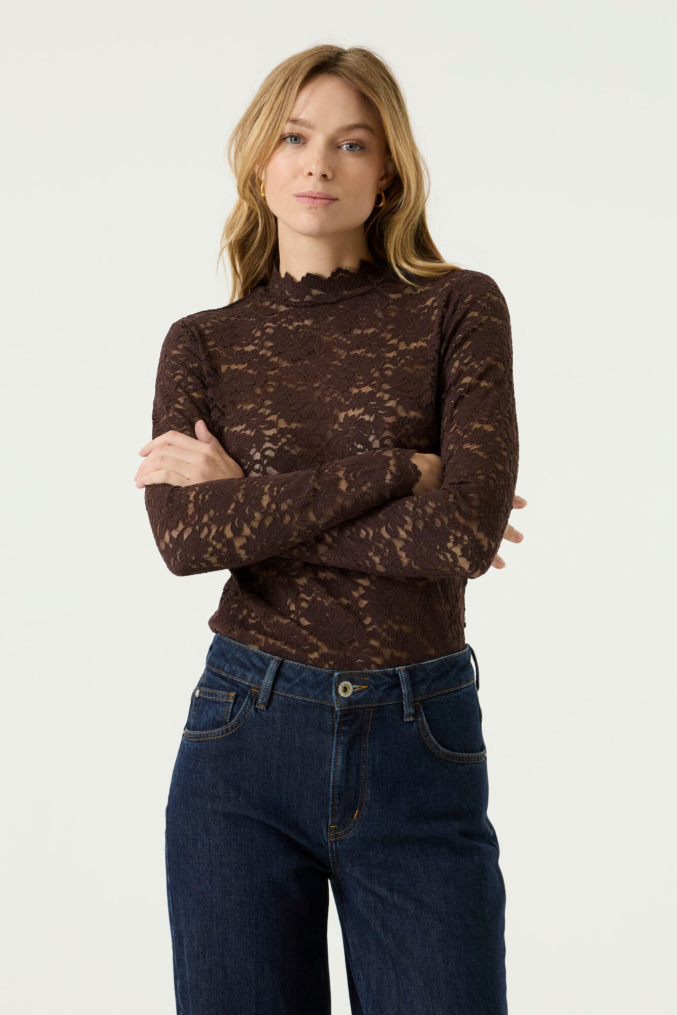 Haut en dentelle brun chocolat - Garcia