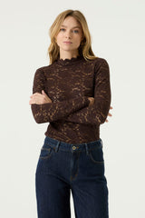 Haut en dentelle brun chocolat - Garcia