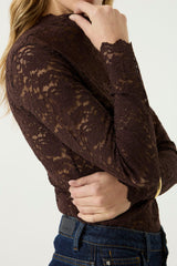 Haut en dentelle brun chocolat - Garcia
