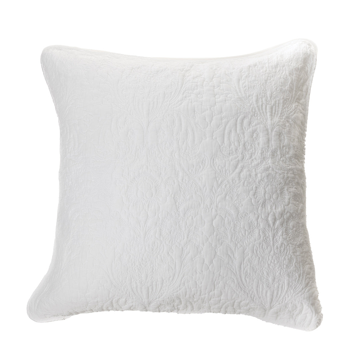 Damask - Cache oreiller européen piqué blanc
