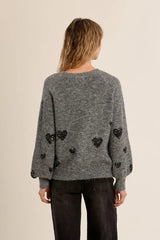 Pull à manches ballon, motif cœur - MOLLY BRACKEN