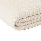 Jeté en chenille ivoire à motif chevron
