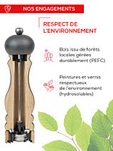 Moulin à Poivre en Bois - Gris Roche, 8" - Peugeot