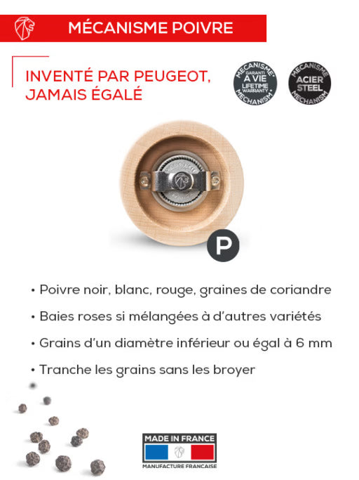 Moulin à Poivre en Bois - Gris Roche, 8" - Peugeot
