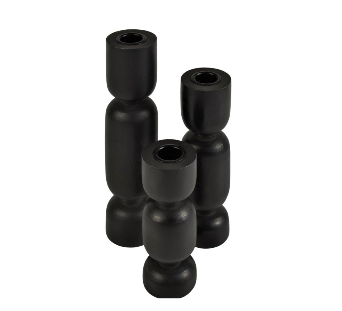 Bougeoir moyen Emory en bois noir
