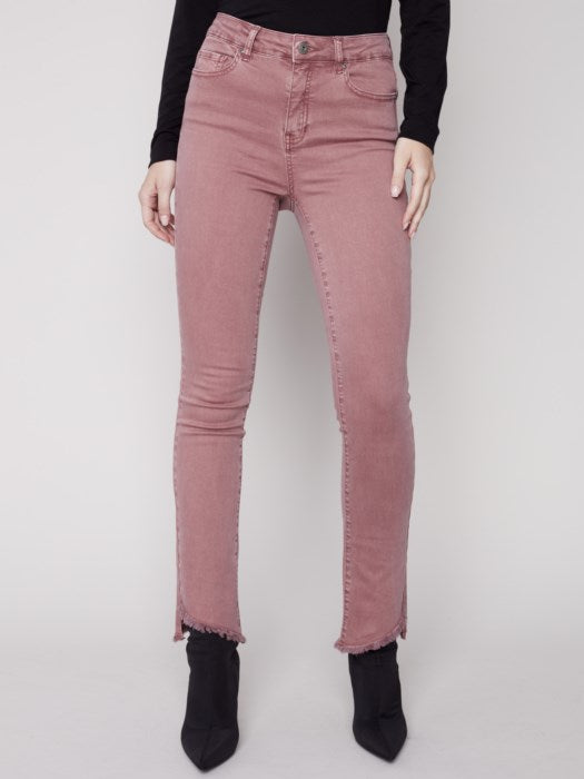 Pantalon évasé à franges framboise Charlie B