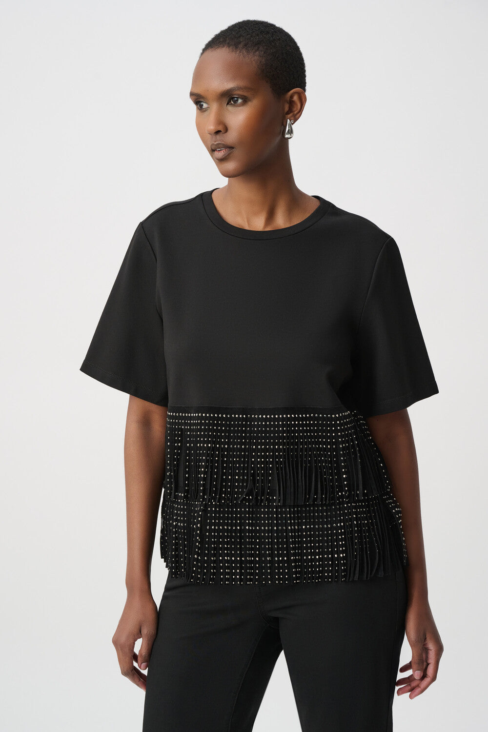 Pull décontracté noir à col rond - JOSEPH RIBKOFF